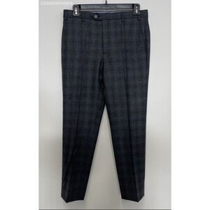 Reda Timeless Blue/Gray‎ Men's Plaid 100% Wool Pants - Size 34x29